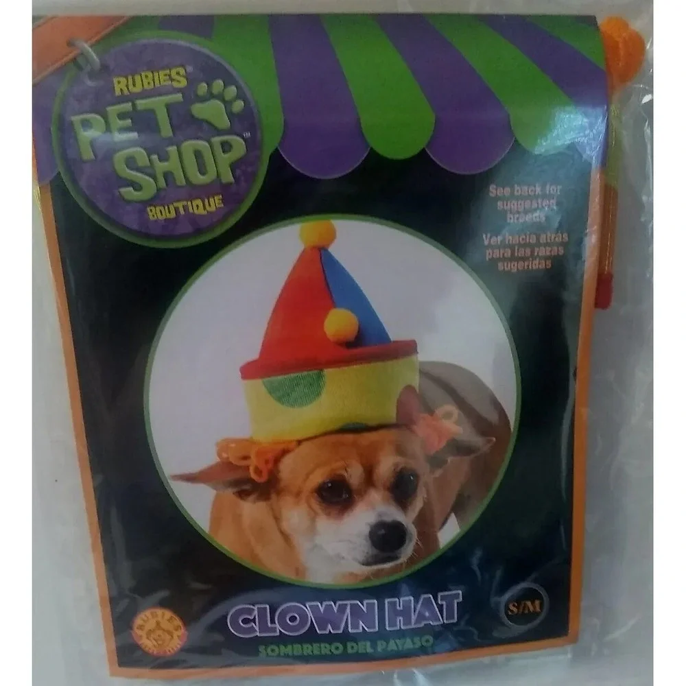 NEW Dog‎ Cat Clown Hat Sz S/M Yellow Blue Red Green READ